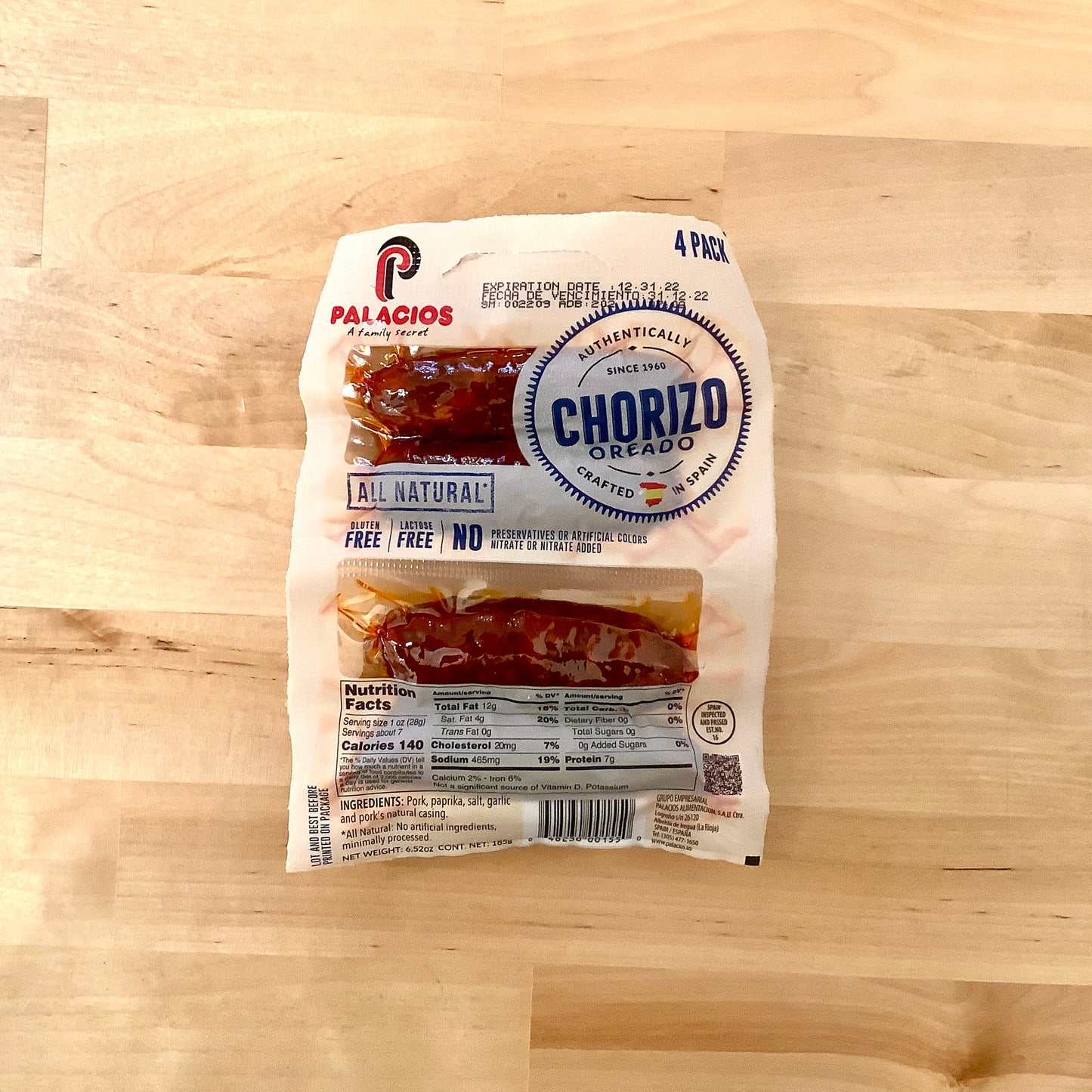 PALACIOS Chorizo, pack of 4 small links